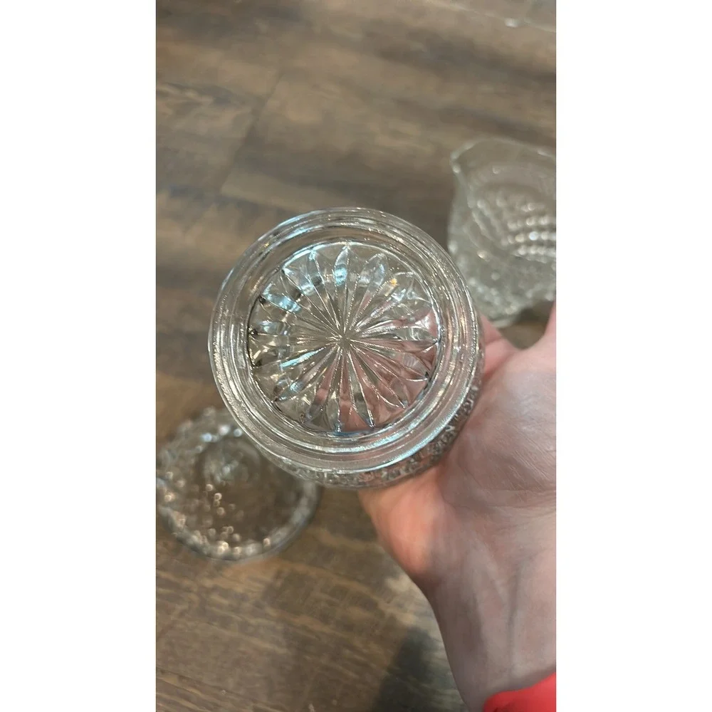 Vintage Anchor Hocking Wexford Clear Glass Creamer And Sugar Set, with Tray